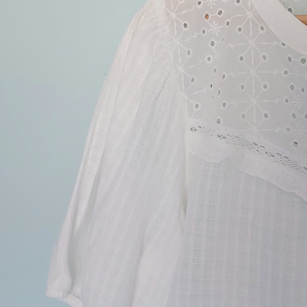Knox Rose Target White Puff Sleeve Popover Blouse Top Size XL NEW NWT - Picture 6 of 14